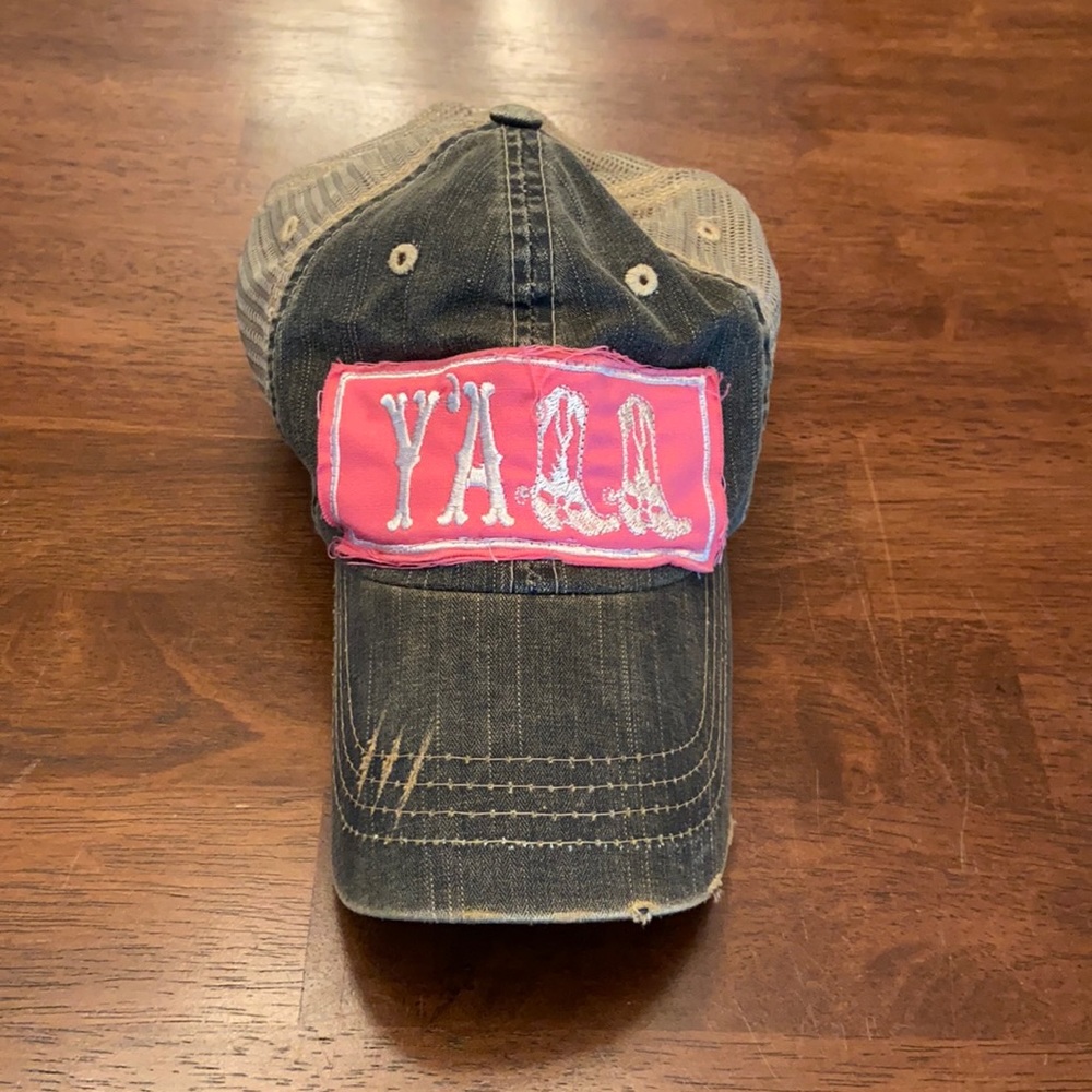 Distressed “y’all” baseball cap